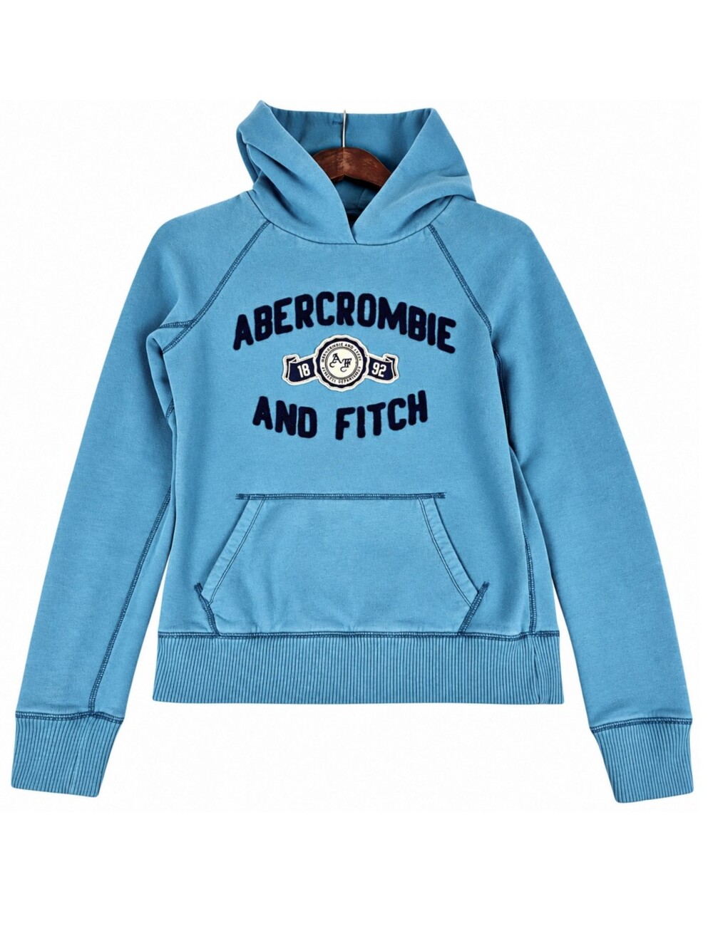 Vintage Y2K Abercrombie & Fitch 1892 Appliqué Hoodie Blue Teal Women’s Medium